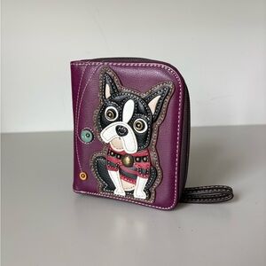 CHALA Zip Around Wallet Wristlet Boston Terrier